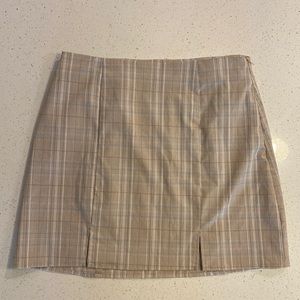 tan plaid mini skirt from altar’d state
